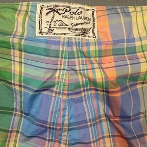 Polo Ralph Lauren SwimGEAR Shorts Men's 34  PINK PLAID BOARDSHORTS